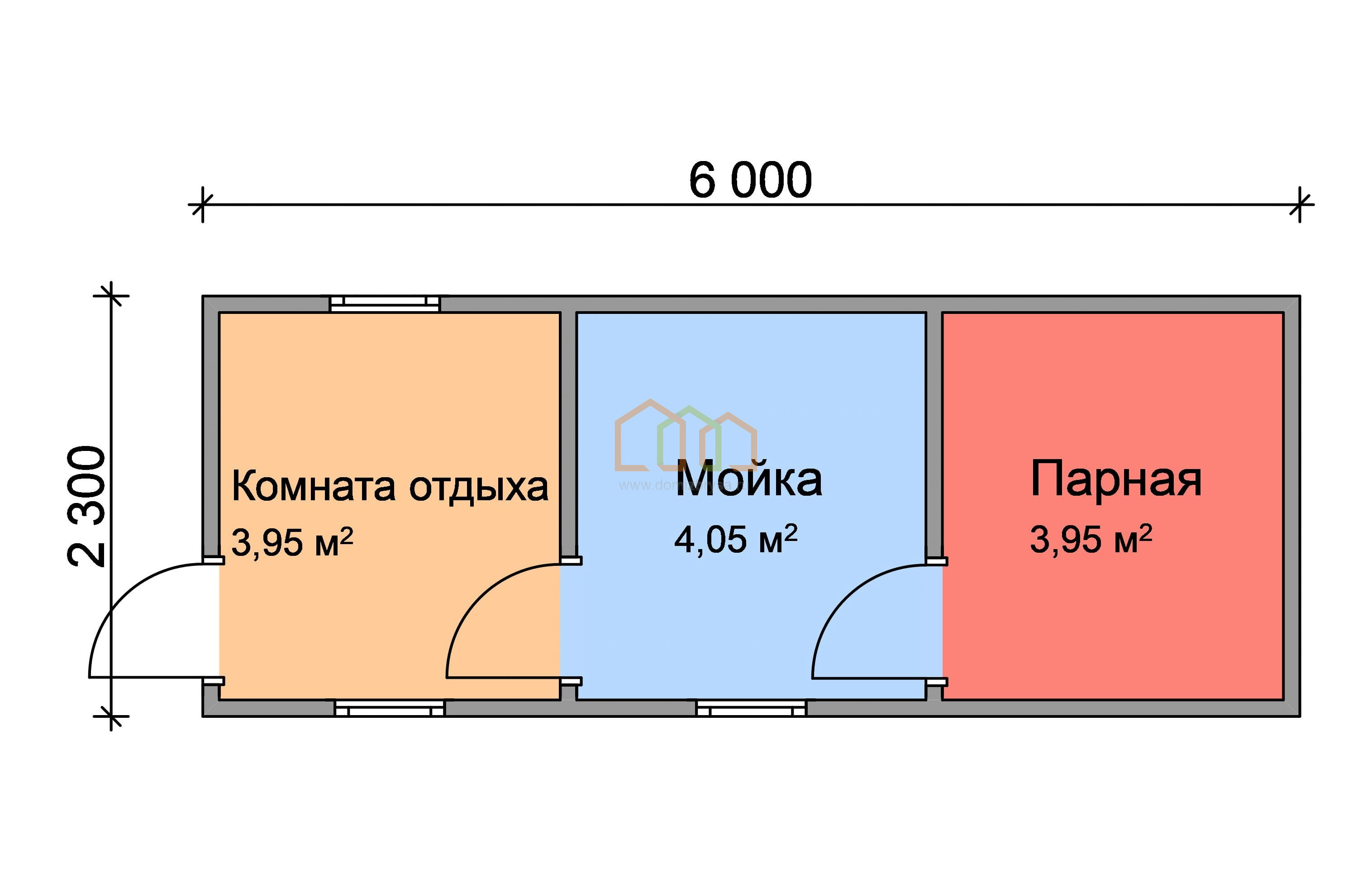 Перевозная каркасная баня 6х2,3 Площадь: 13.8 м² в готовом виде цена 310500  под ключ в Березниках